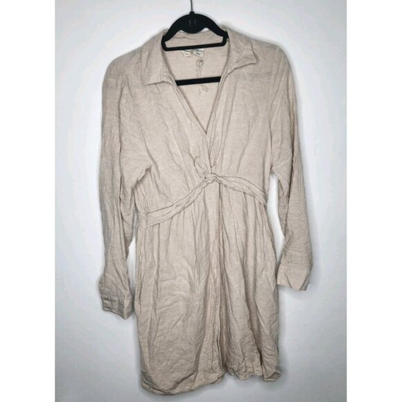 Anthropologie Joie Linen Twist Front Dress w/ Pockets Long Sleeves Beachy S - Picture 1 of 8